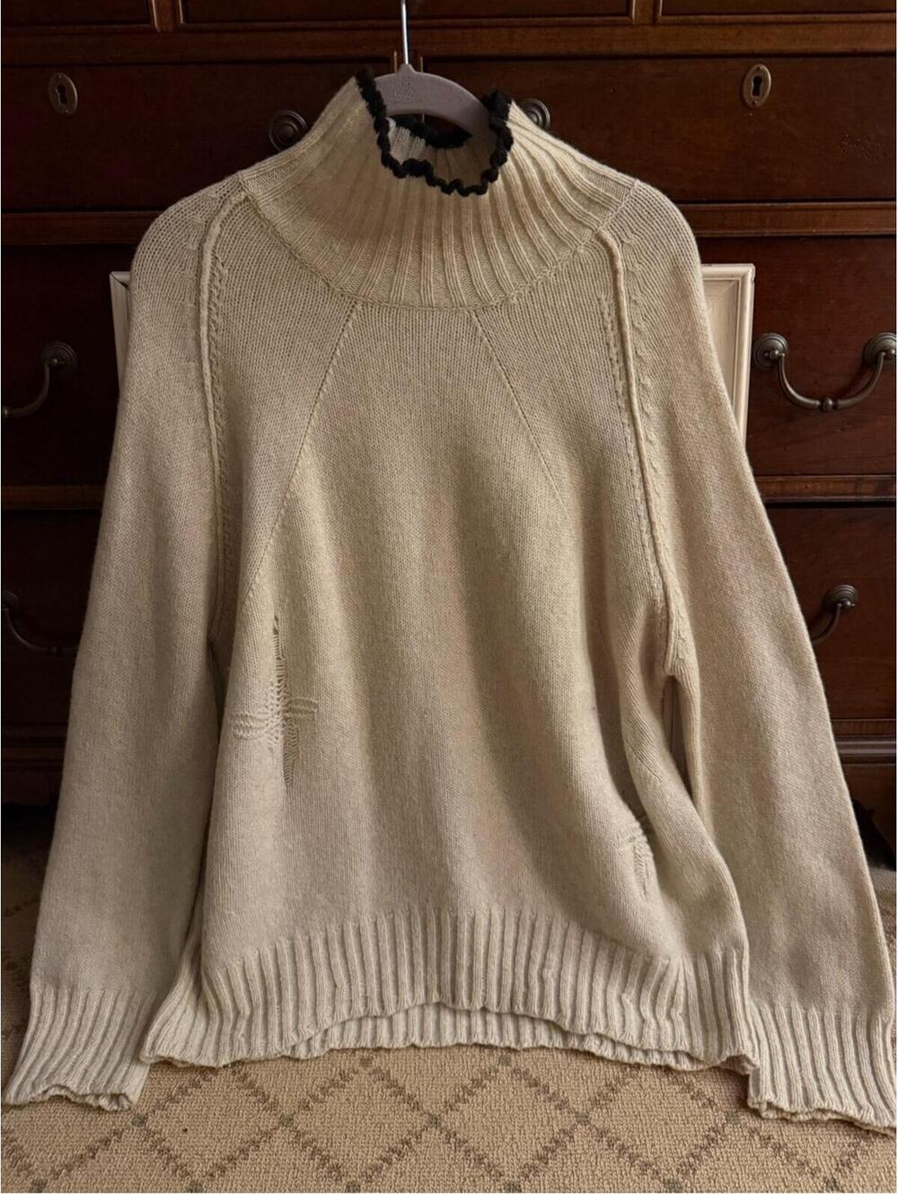 Zadig & Voltaire Beige mock neck knit turtleneck sweater M